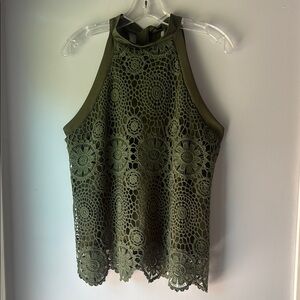 SHEIN Olive Crochet Tank Top